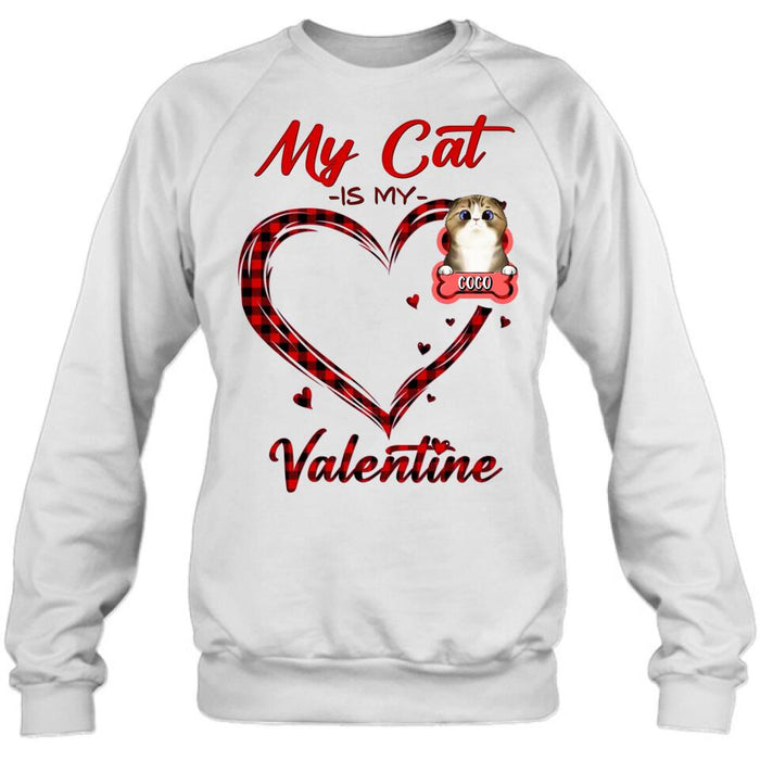 Custom Personalized Pet T-Shirt/ Long Sleeve/ Sweatshirt/ Hoodie - Valentine's Day Gift Idea For Dog/ Cat Lover - Upto 5 Pets - My Cat Is My Valentine