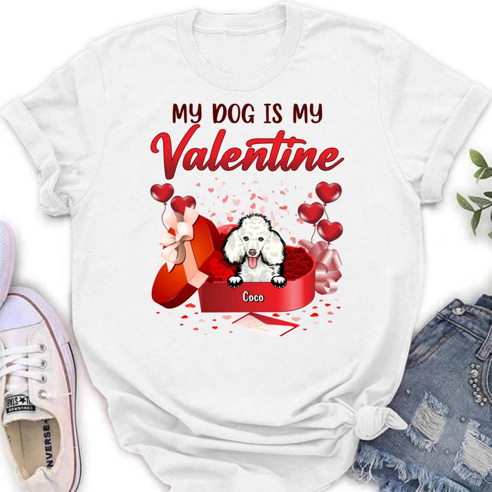 Custom Personalized Pet T-Shirt/ Long Sleeve/ Sweatshirt/ Hoodie - Valentine's Day Gift Idea For Dog/ Cat Lover - Upto 4 Pets - My Dogs Are My Valentine