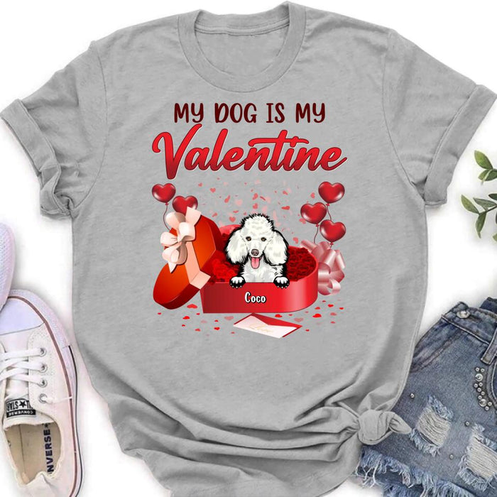 Custom Personalized Pet T-Shirt/ Long Sleeve/ Sweatshirt/ Hoodie - Valentine's Day Gift Idea For Dog/ Cat Lover - Upto 4 Pets - My Dogs Are My Valentine