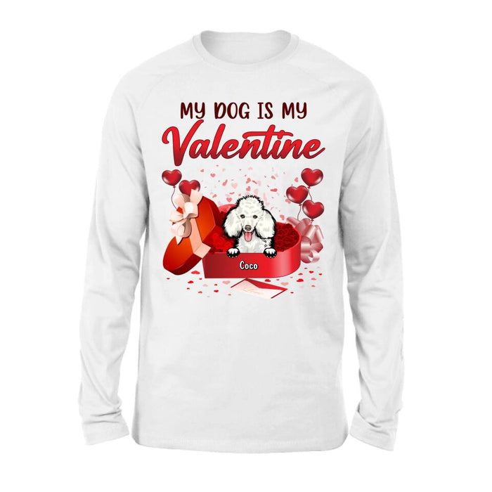 Custom Personalized Pet T-Shirt/ Long Sleeve/ Sweatshirt/ Hoodie - Valentine's Day Gift Idea For Dog/ Cat Lover - Upto 4 Pets - My Dogs Are My Valentine