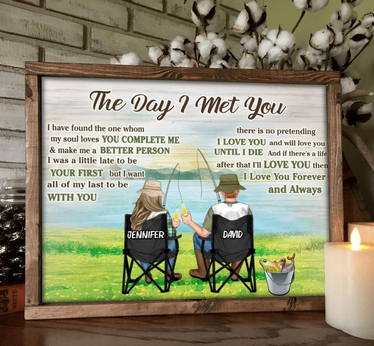 Custom Personalized Fishing Couple Horizontal Poster - Gift Idea For Couple/ Fishing Lovers - The Day I Met You