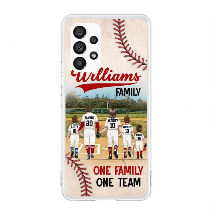 Custom Personalized Baseball Family Phone Case - Upto 3 Children - Gift Idea For Valentine's Day/Birthday/Anniversary/ Mother's Day Gift For Wife From Husband - One Family One Team - Case for iPhone/Samsung