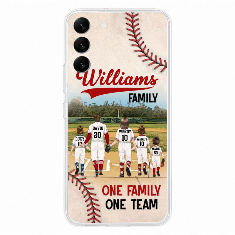 Personalized Baseball Family Phone Case - Up to 3 Children - Valentine's Day/Birthday/Anniversary Gift For Husband & Wife - One Family One Team - Case for iPhone/Samsung