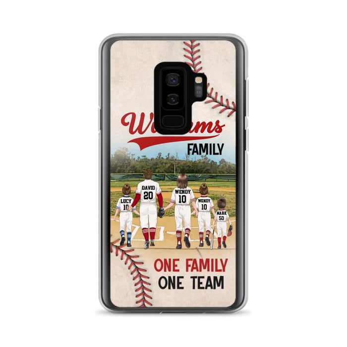 Custom Personalized Baseball Family Phone Case - Upto 3 Children - Gift Idea For Valentine's Day/Birthday/Anniversary/ Mother's Day Gift For Wife From Husband - One Family One Team - Case for iPhone/Samsung