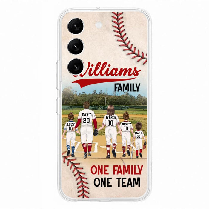 Custom Personalized Baseball Family Phone Case - Upto 3 Children - Gift Idea For Valentine's Day/Birthday/Anniversary/ Mother's Day Gift For Wife From Husband - One Family One Team - Case for iPhone/Samsung