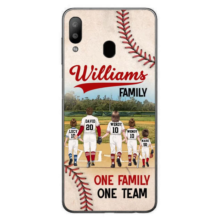 Custom Personalized Baseball Family Phone Case - Upto 3 Children - Gift Idea For Valentine's Day/Birthday/Anniversary/ Mother's Day Gift For Wife From Husband - One Family One Team - Case for iPhone/Samsung