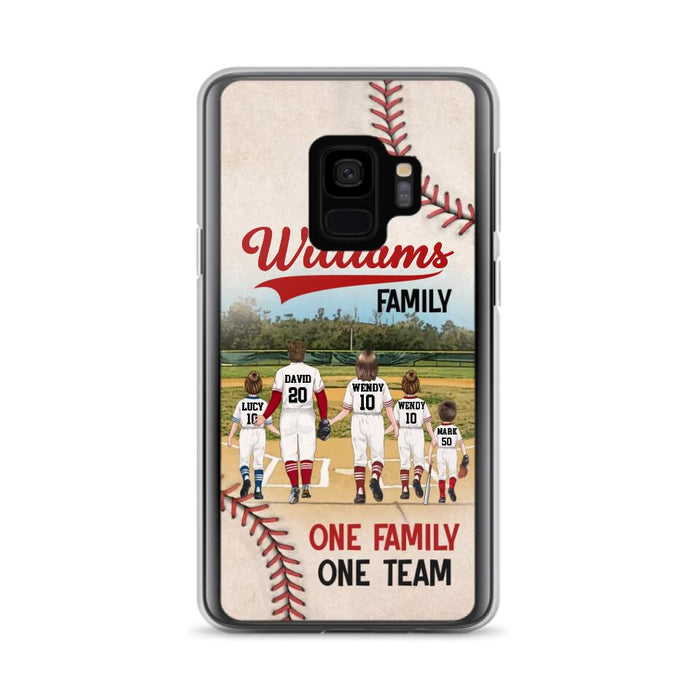 Custom Personalized Baseball Family Phone Case - Upto 3 Children - Gift Idea For Valentine's Day/Birthday/Anniversary/ Mother's Day Gift For Wife From Husband - One Family One Team - Case for iPhone/Samsung