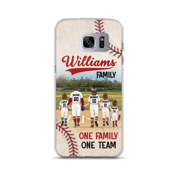 Custom Personalized Baseball Family Phone Case - Upto 3 Children - Gift Idea For Valentine's Day/Birthday/Anniversary/ Mother's Day Gift For Wife From Husband - One Family One Team - Case for iPhone/Samsung