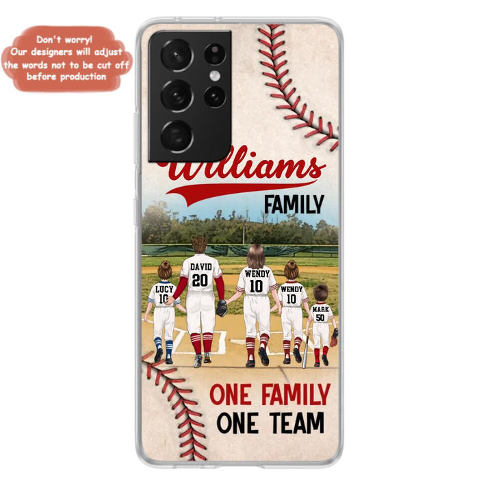 Custom Personalized Baseball Family Phone Case - Upto 3 Children - Gift Idea For Valentine's Day/Birthday/Anniversary/ Mother's Day Gift For Wife From Husband - One Family One Team - Case for iPhone/Samsung