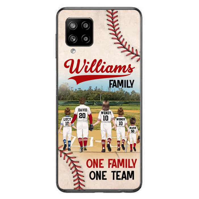 Custom Personalized Baseball Family Phone Case - Upto 3 Children - Gift Idea For Valentine's Day/Birthday/Anniversary/ Mother's Day Gift For Wife From Husband - One Family One Team - Case for iPhone/Samsung