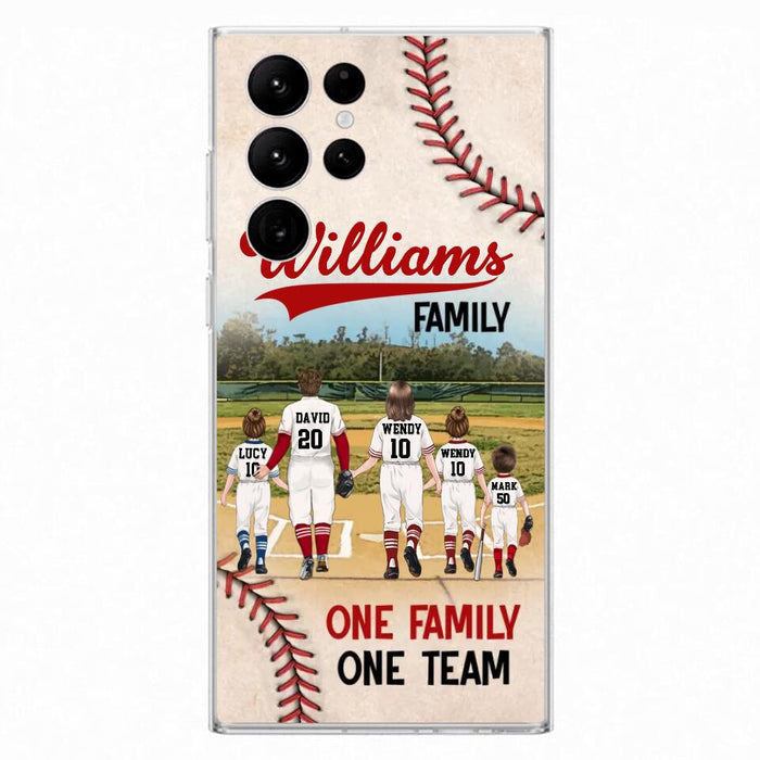 Custom Personalized Baseball Family Phone Case - Upto 3 Children - Gift Idea For Valentine's Day/Birthday/Anniversary/ Mother's Day Gift For Wife From Husband - One Family One Team - Case for iPhone/Samsung