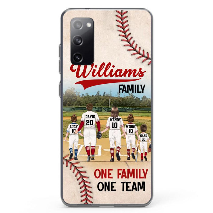 Custom Personalized Baseball Family Phone Case - Upto 3 Children - Gift Idea For Valentine's Day/Birthday/Anniversary/ Mother's Day Gift For Wife From Husband - One Family One Team - Case for iPhone/Samsung