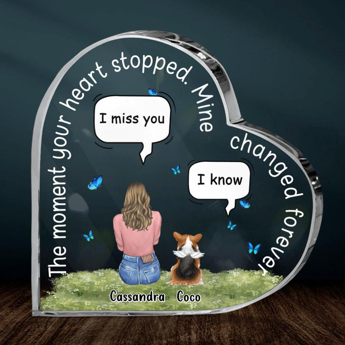 Custom Personalized Memorial Pet Crystal Heart - Upto 4 Pets - Memorial Gift for Dog/Cat/Rabbit Lover - The Moment Your Heart Stopped Mine Changed Forever