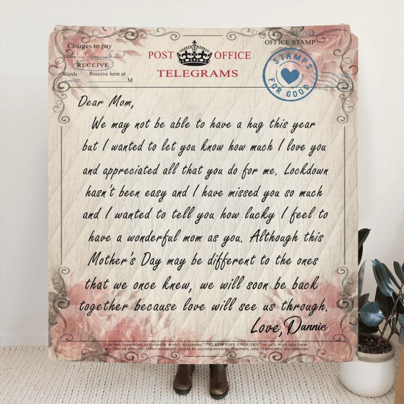 Personalized Love Letter Fleece Blanket/Quilt - Meaningful Messages For Mother’s Day - Dear Mom Letter Blanket