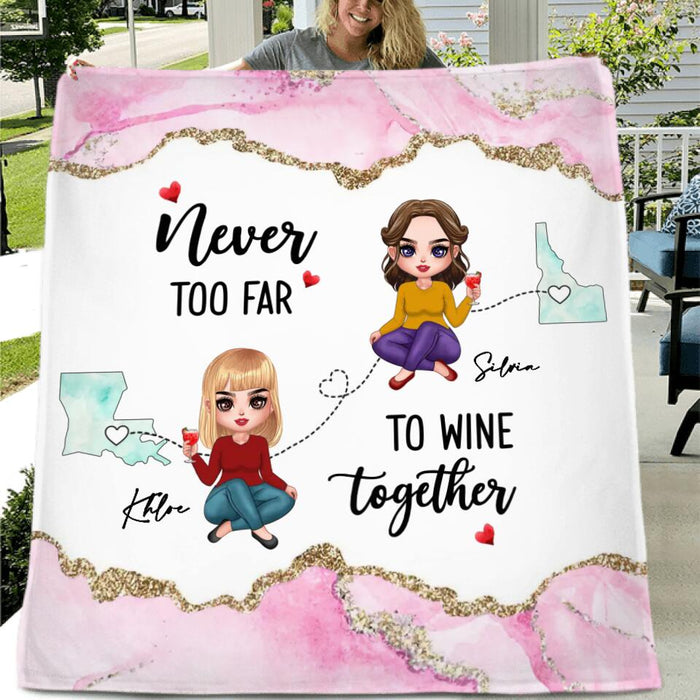 Custom Personalized Long Distance Besties Quilt/Fleece Blanket - Gift For Best Friends