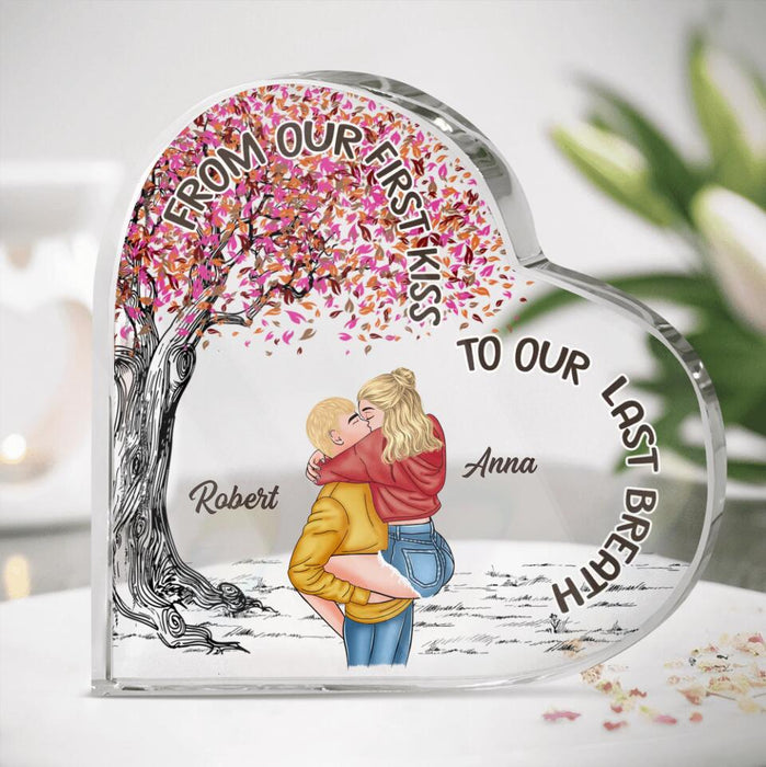 Custom Personalized Couple Crystal Heart - Gift For Him/ Her - Mother's Day Gift For Wife From Husband - From Our First Kiss Till Our Last Breath