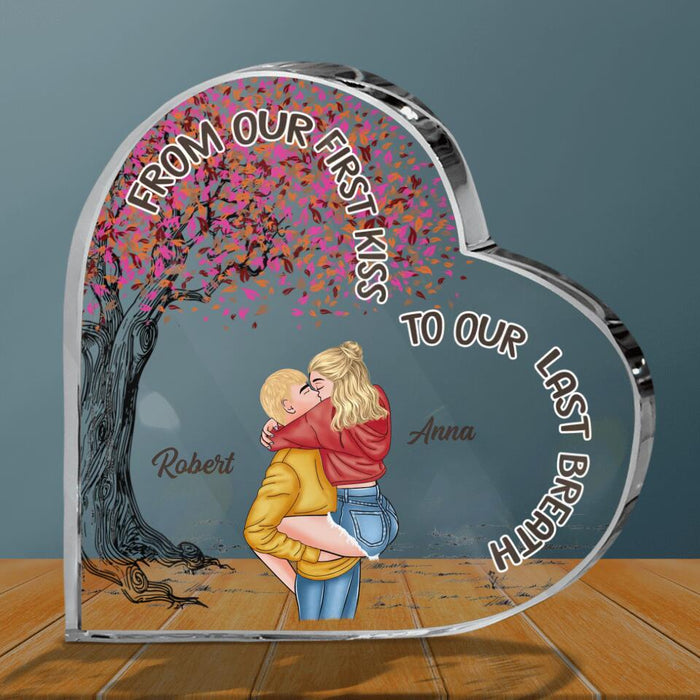 Custom Personalized Couple Crystal Heart - Gift For Him/ Her - Mother's Day Gift For Wife From Husband - From Our First Kiss Till Our Last Breath