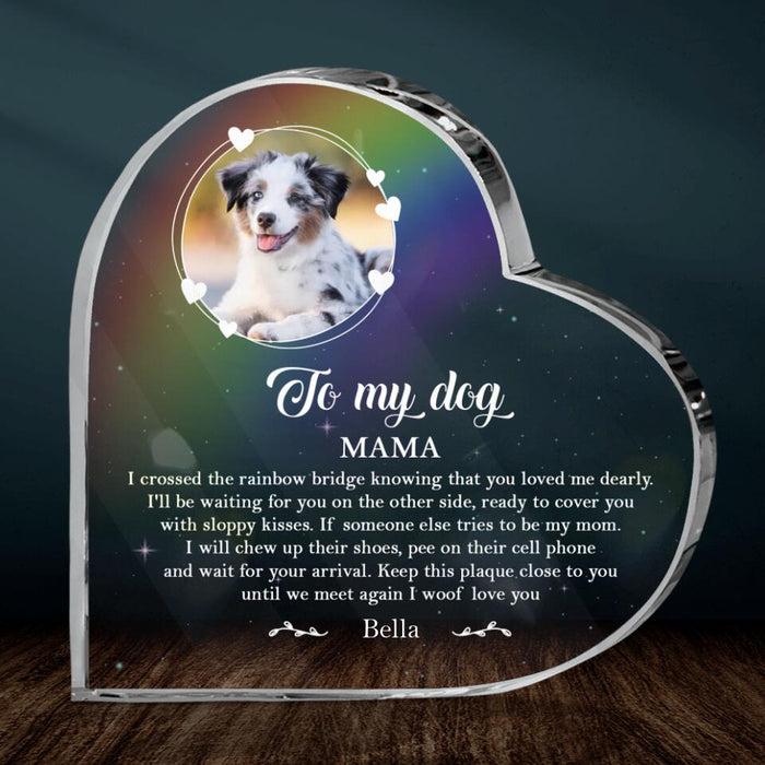 Custom Personalized Memorial Dog Crystal Heart - Memorial Gift Idea For Dog Mom - Upload Photo - To My Dog Mama