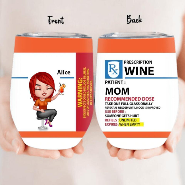 Drinking Mom - Personalized Wine Tumbler - Prescription Wine Labels