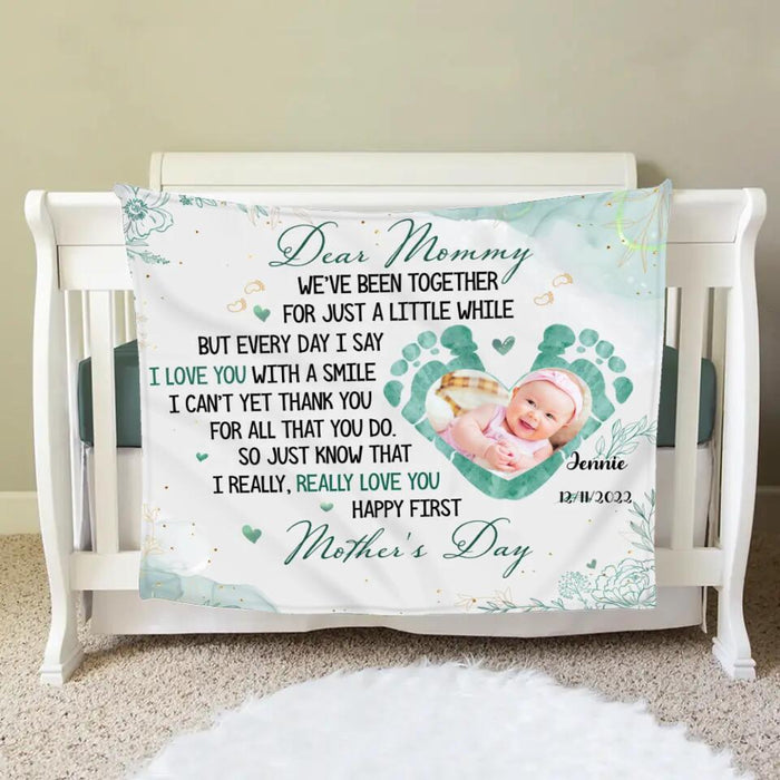 Custom Personalized Baby Photo Single Layer Fleece Blanket - Gift Idea For Baby/Mother's Day - Dear Mommy