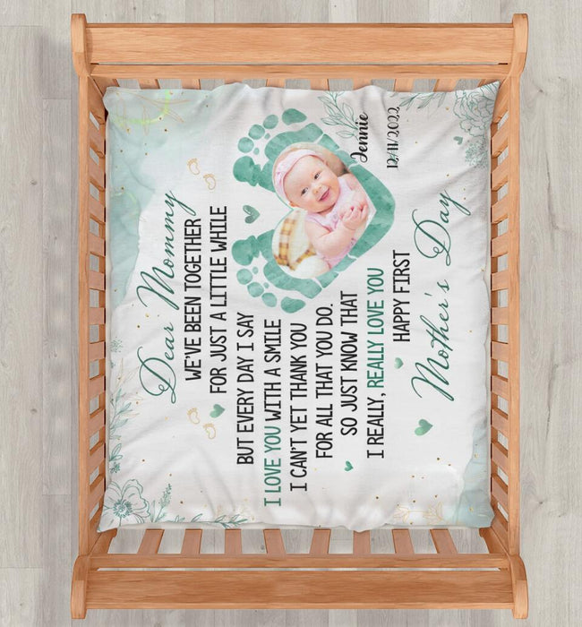 Custom Personalized Baby Photo Single Layer Fleece Blanket - Gift Idea For Baby/Mother's Day - Dear Mommy