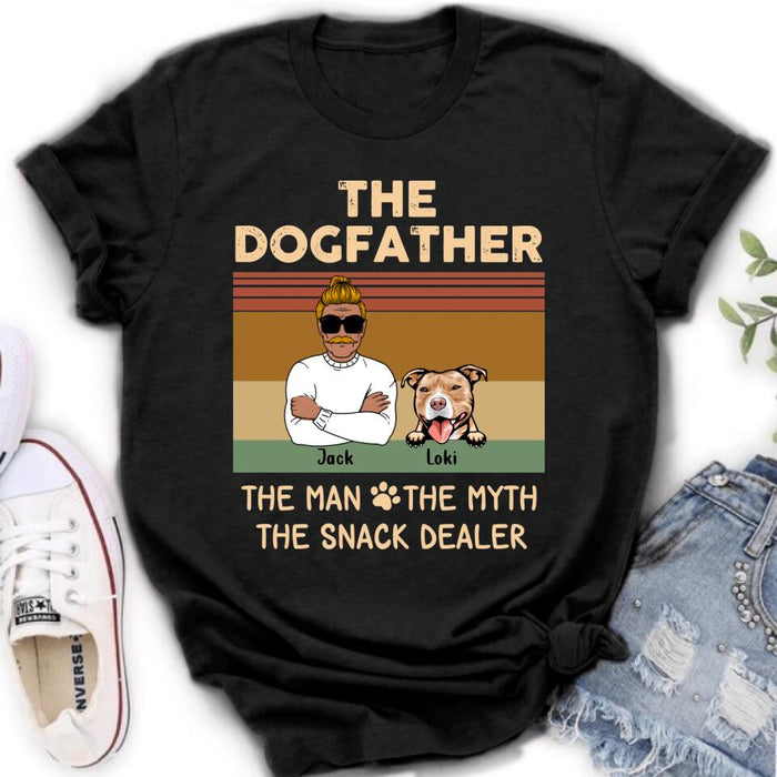 Custom Personalized Pet Dad T-shirt/ Long Sleeve/ Sweatshirt/ Hoodie - Upto 4 Pets - Gift Idea For Dog/Cat Lover - Fur Dad The Man The Myth The Snack Dealer