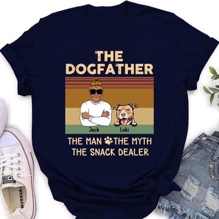 Custom Personalized Pet Dad T-shirt/ Long Sleeve/ Sweatshirt/ Hoodie - Upto 4 Pets - Gift Idea For Dog/Cat Lover - Fur Dad The Man The Myth The Snack Dealer