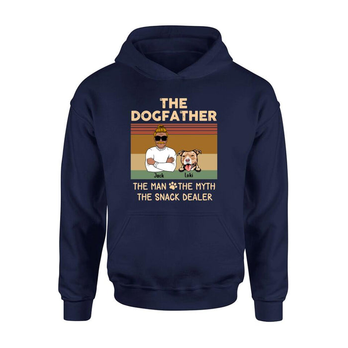 Custom Personalized Pet Dad T-shirt/ Long Sleeve/ Sweatshirt/ Hoodie - Upto 4 Pets - Gift Idea For Dog/Cat Lover - Fur Dad The Man The Myth The Snack Dealer