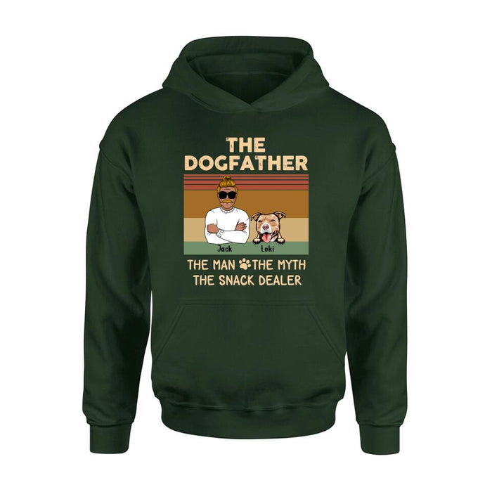 Custom Personalized Pet Dad T-shirt/ Long Sleeve/ Sweatshirt/ Hoodie - Upto 4 Pets - Gift Idea For Dog/Cat Lover - Fur Dad The Man The Myth The Snack Dealer