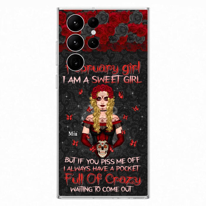 Custom Personalized Skull Girl Phone Case - Birthday Gift Idea For Skull Lover - I Am A Sweet Girl - Case For iPhone And Samsung