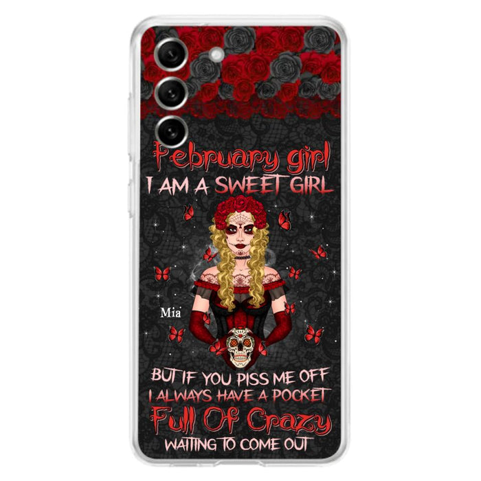 Custom Personalized Skull Girl Phone Case - Birthday Gift Idea For Skull Lover - I Am A Sweet Girl - Case For iPhone And Samsung