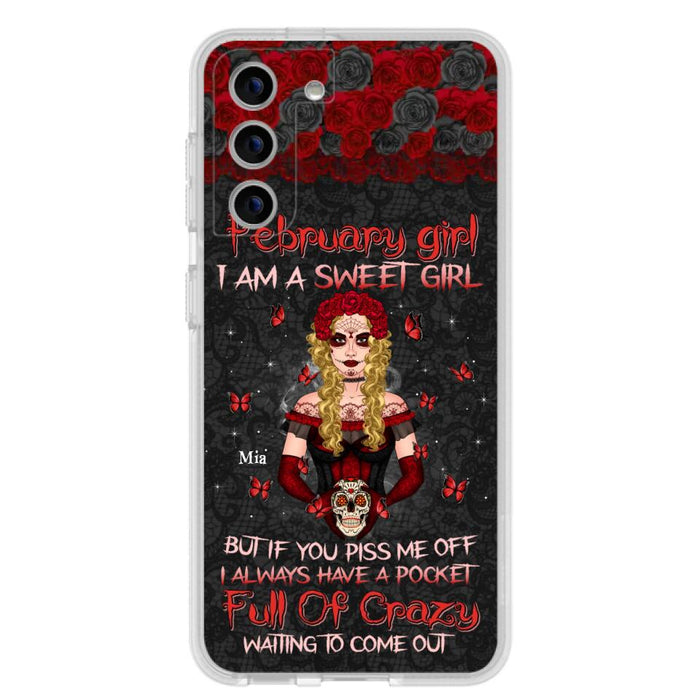 Custom Personalized Skull Girl Phone Case - Birthday Gift Idea For Skull Lover - I Am A Sweet Girl - Case For iPhone And Samsung