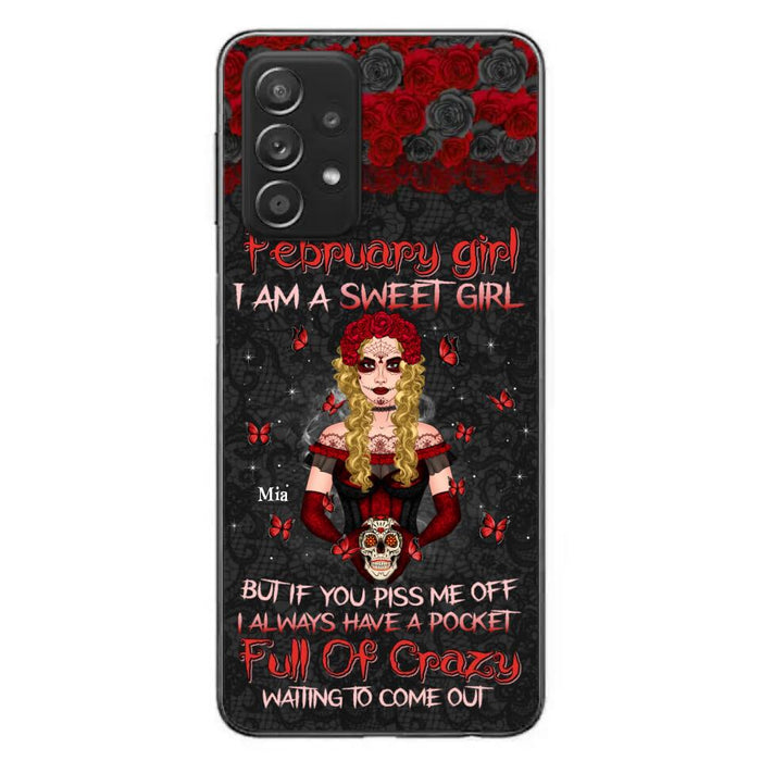 Custom Personalized Skull Girl Phone Case - Birthday Gift Idea For Skull Lover - I Am A Sweet Girl - Case For iPhone And Samsung