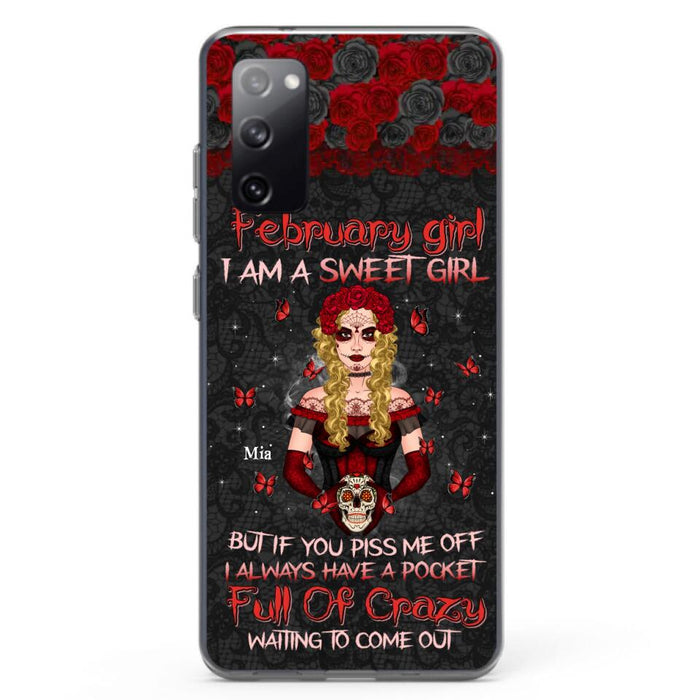 Custom Personalized Skull Girl Phone Case - Birthday Gift Idea For Skull Lover - I Am A Sweet Girl - Case For iPhone And Samsung