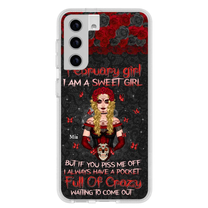 Custom Personalized Skull Girl Phone Case - Birthday Gift Idea For Skull Lover - I Am A Sweet Girl - Case For iPhone And Samsung