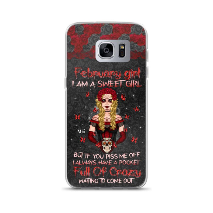 Custom Personalized Skull Girl Phone Case - Birthday Gift Idea For Skull Lover - I Am A Sweet Girl - Case For iPhone And Samsung