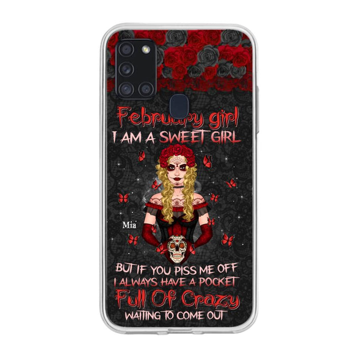 Custom Personalized Skull Girl Phone Case - Birthday Gift Idea For Skull Lover - I Am A Sweet Girl - Case For iPhone And Samsung