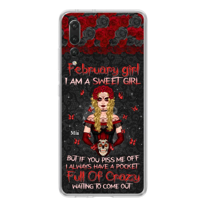 Custom Personalized Skull Girl Phone Case - Birthday Gift Idea For Skull Lover - I Am A Sweet Girl - Case For Xiaomi, Oppo And Huawei