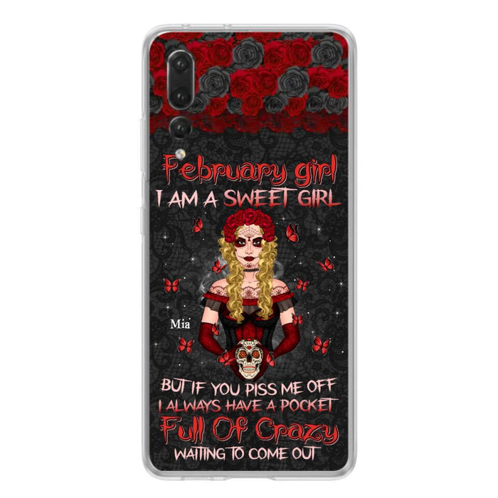 Custom Personalized Skull Girl Phone Case - Birthday Gift Idea For Skull Lover - I Am A Sweet Girl - Case For Xiaomi, Oppo And Huawei