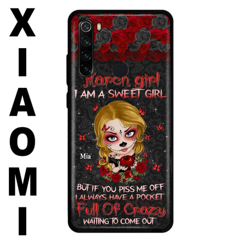 Custom Personalized Sweet Skull Girl Phone Case - Birthday Gift Idea For Skull Lover - I Am A Sweet Girl - Case For Xiaomi, Oppo And Huawei