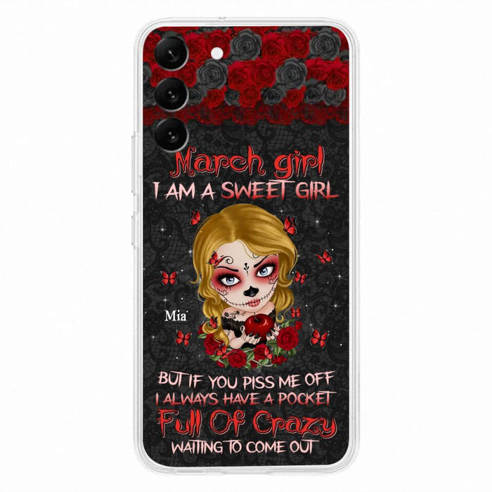 Custom Personalized Sweet Skull Girl Phone Case - Birthday Gift Idea For Girl/ Skull Lover - I Am A Sweet Girl - Case For iPhone And Samsung