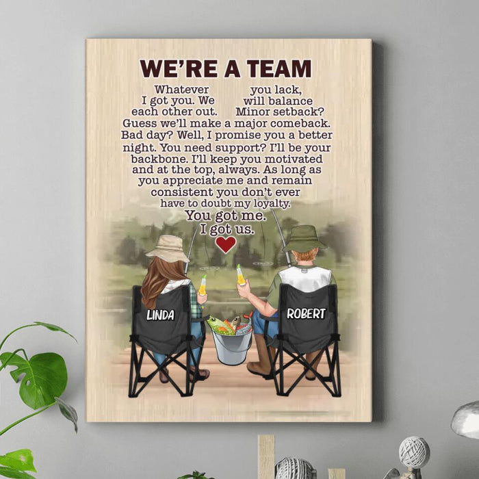 Custom Personalized Fishing Couple Vertical Canvas - Gift Idea For Couple/Fishing Lovers - We're A Team