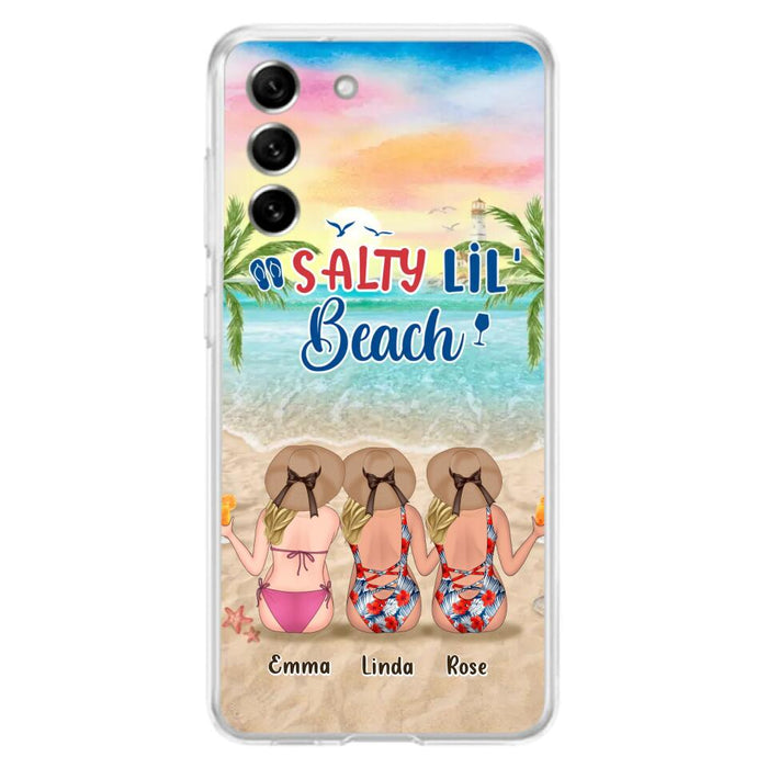 Custom Personalized Beach Girls Phone Case - Upto 3 Girls - Gift Idea For Friends/ Sisters - Salty Lil' Beach - Case For iPhone And Samsung