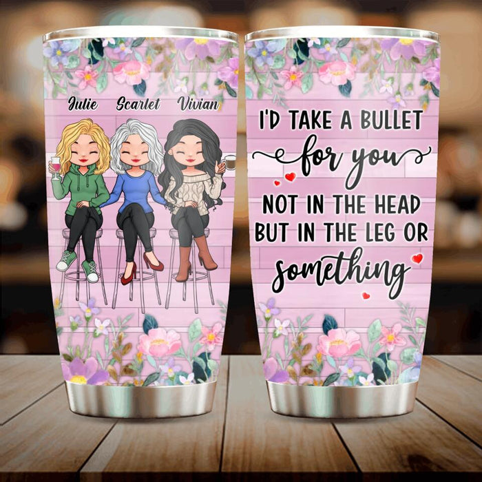 Custom Personalized Besties Tumbler - Upto 3 Girls - Gift Idea For Friends/ Besties/ Sisters - If You Were Stung By A Jellyfish I Would Totally Pee On You