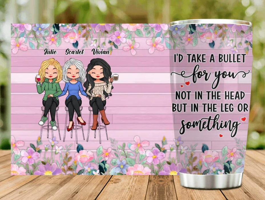 Custom Personalized Besties Tumbler - Upto 3 Girls - Gift Idea For Friends/ Besties/ Sisters - If You Were Stung By A Jellyfish I Would Totally Pee On You