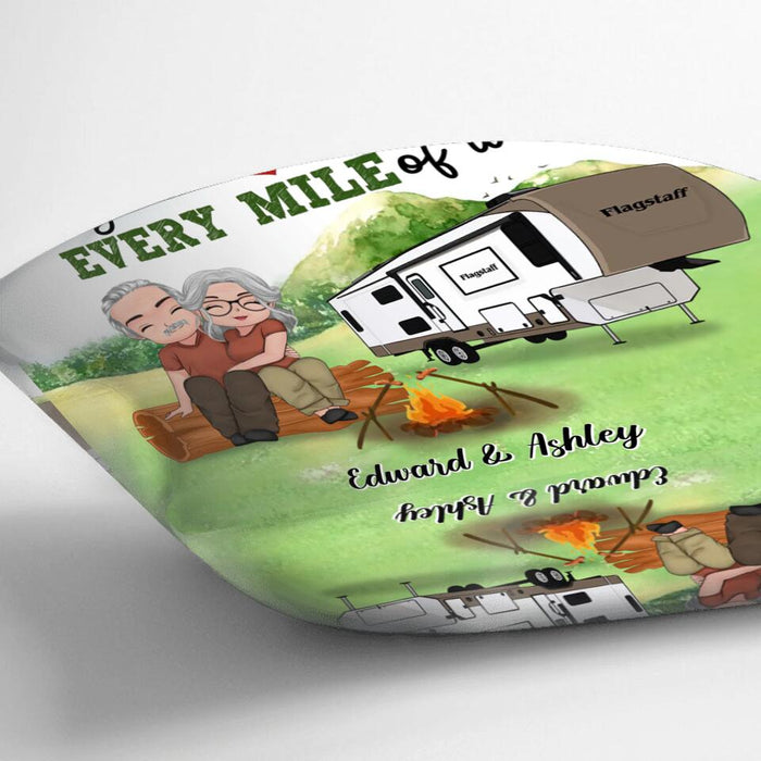 Custom Personalized Retired Couple Pillow Cover - Retirement Gift For Couple/ Camping Lovers - Happily Retired Together And Loving Every Mile Of It