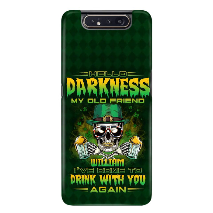 Custom Personalized St Patrick's Day Beer Skull Phone Case - Gift Idea For St Patrick's Day/ Beer Lover - Hello Darkness My Old Friend I've Come To Drink With You Again - Case For iPhone And Samsung