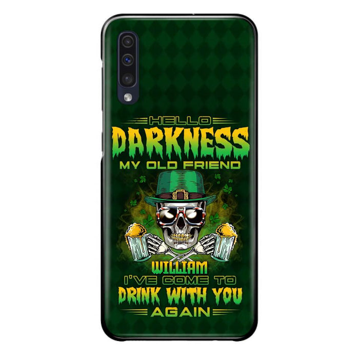 Custom Personalized St Patrick's Day Beer Skull Phone Case - Gift Idea For St Patrick's Day/ Beer Lover - Hello Darkness My Old Friend I've Come To Drink With You Again - Case For iPhone And Samsung