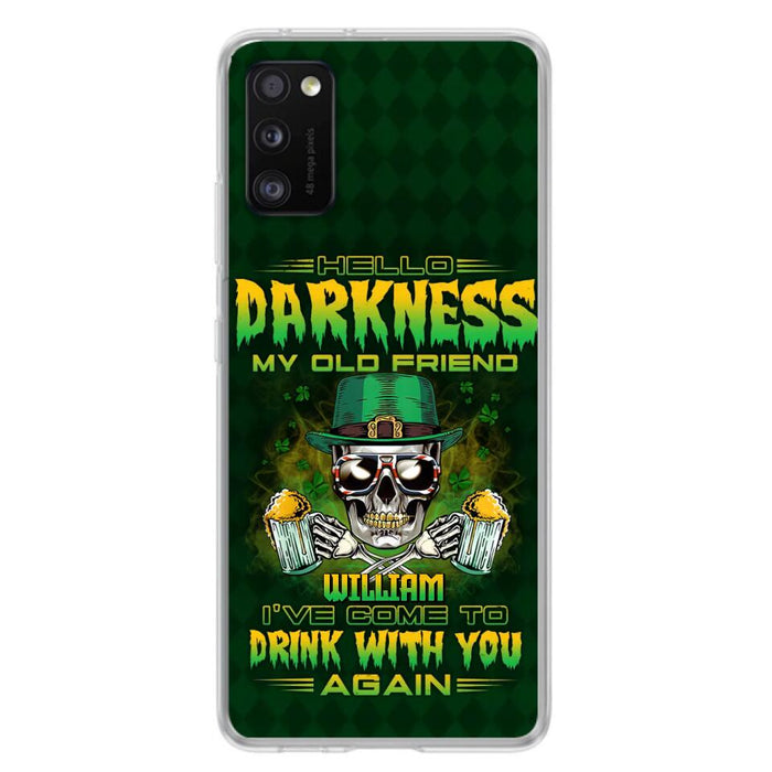 Custom Personalized St Patrick's Day Beer Skull Phone Case - Gift Idea For St Patrick's Day/ Beer Lover - Hello Darkness My Old Friend I've Come To Drink With You Again - Case For iPhone And Samsung