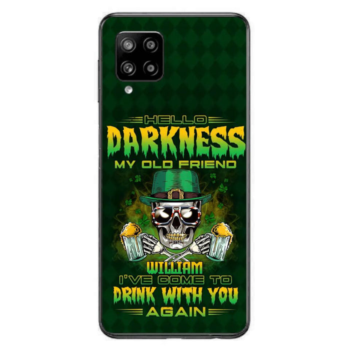 Custom Personalized St Patrick's Day Beer Skull Phone Case - Gift Idea For St Patrick's Day/ Beer Lover - Hello Darkness My Old Friend I've Come To Drink With You Again - Case For iPhone And Samsung